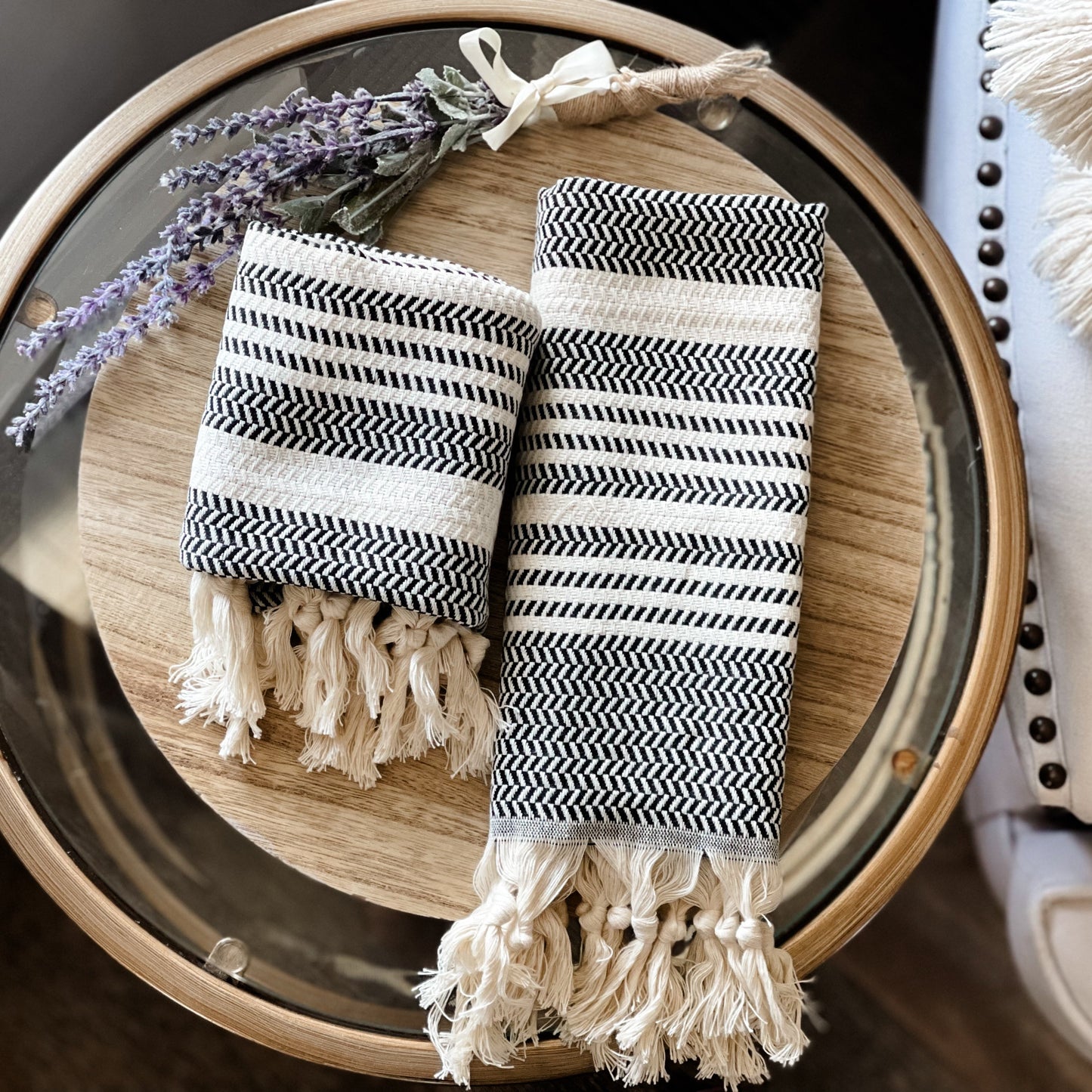 ORGANIC TURKISH HAND TOWEL • BLACK