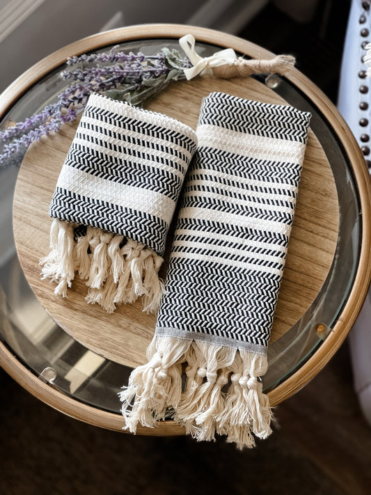 ORGANIC TURKISH HAND TOWEL • BLACK